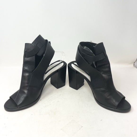 ZARA Woman Genuine Leather Open Toe Ankle Bootie in Block Heel. Black size 41 - Picture 5 of 9
